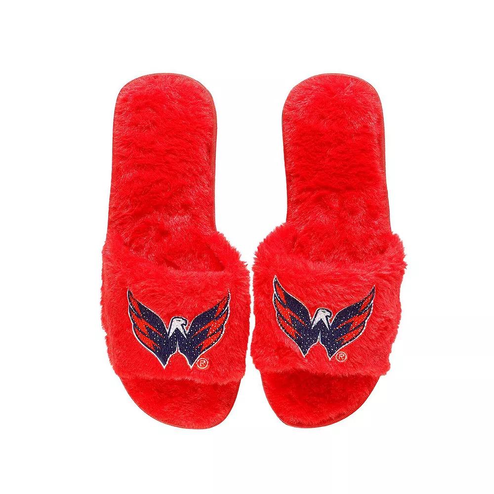 Women's FOCO Red Washington Capitals Rhinestone Fuzzy Slippers, Size: XL Product Image