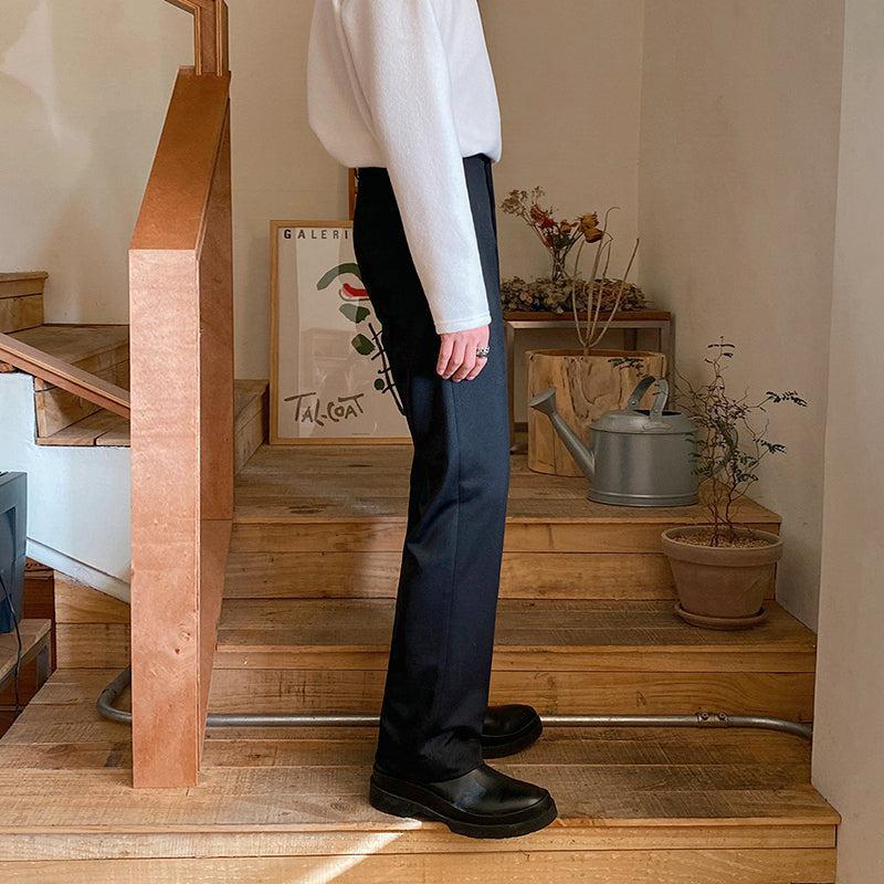 RT No. 3202 BLACK WIDE STRAIGHT PANTS Product Image