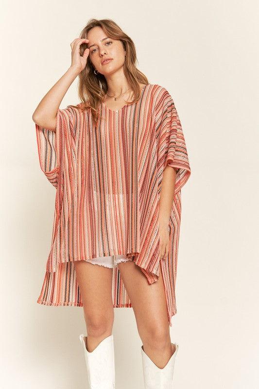 COLORFUL VERTICAL STRIPE PONCHO Product Image