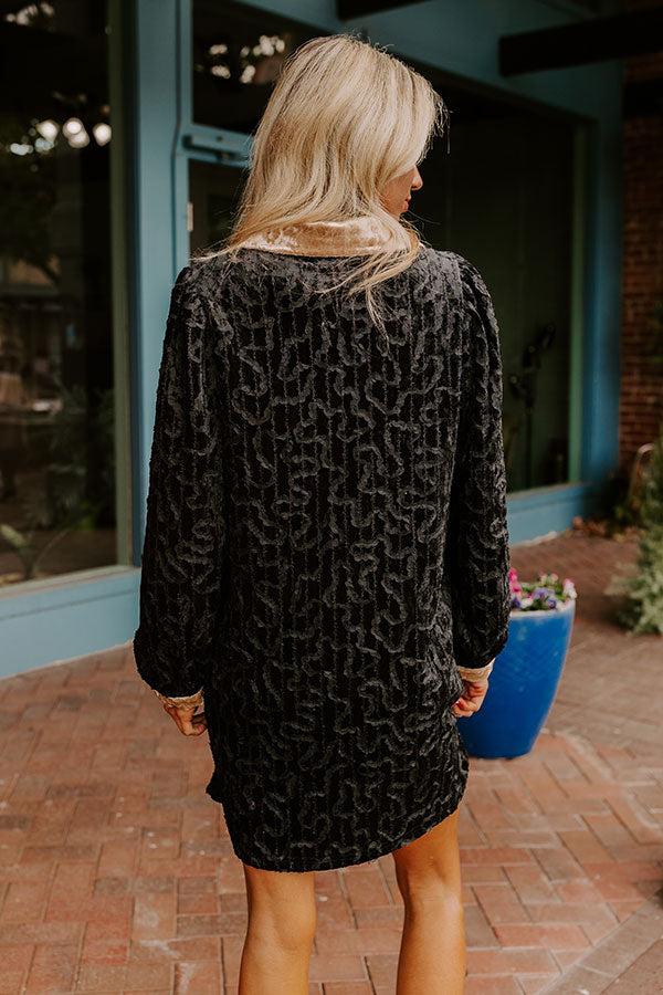 Chardonnay And Candlelight Velvet Mini Dress in Black Product Image