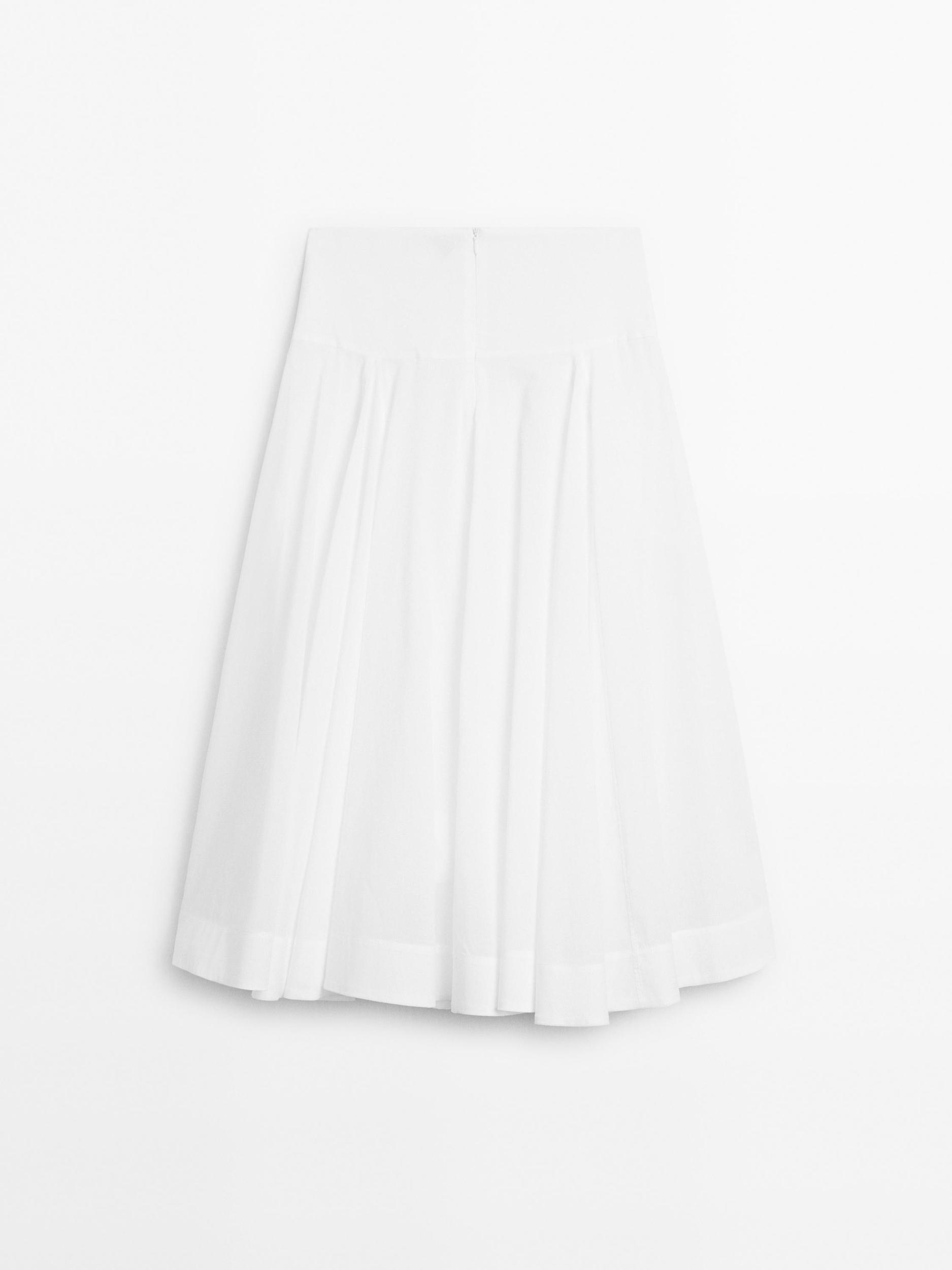 100% cotton midi skirt with yoke detail Product Image
