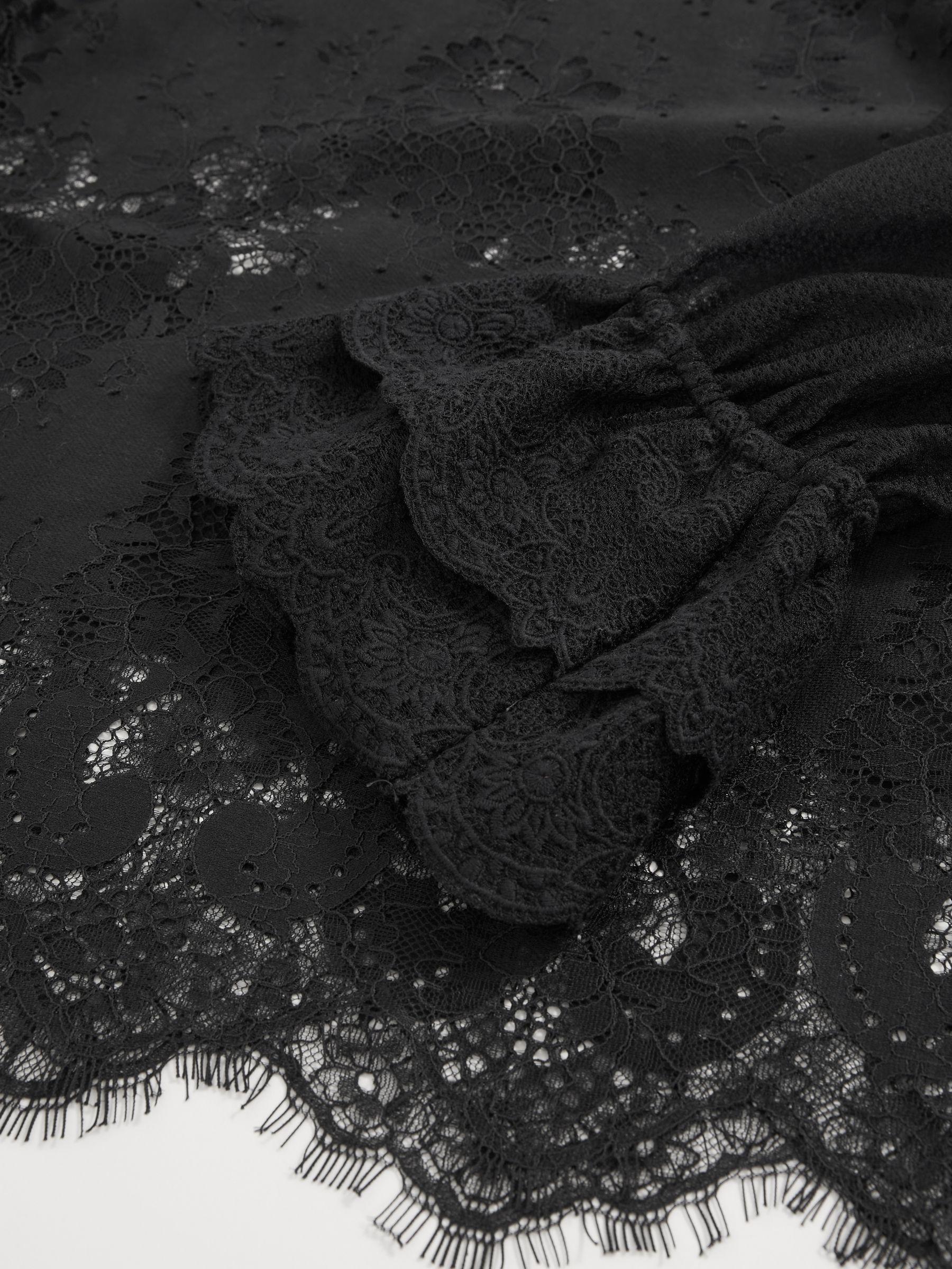 Lace Flared-Cuff Blouse in Navy Product Image