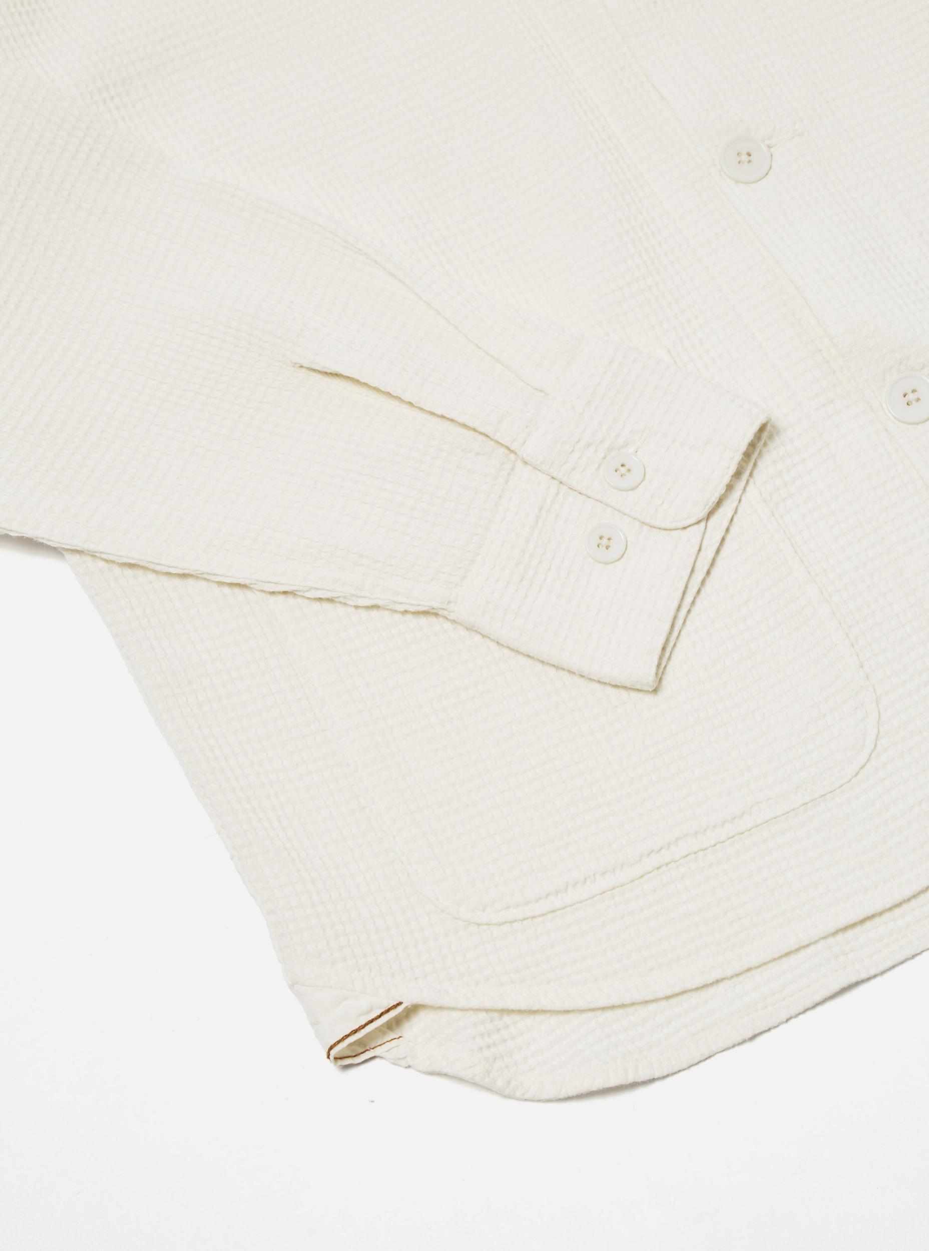 Universal Works Travail Overshirt in Ecru Japanese Waffle Product Image