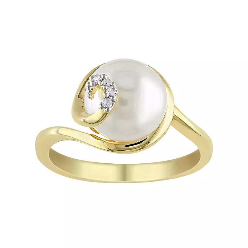 Stella Grace Freshwater Cultured Pearl & Diamond Accent Sterling Silver Swirl Ring, Women's, Size: 8, White Product Image
