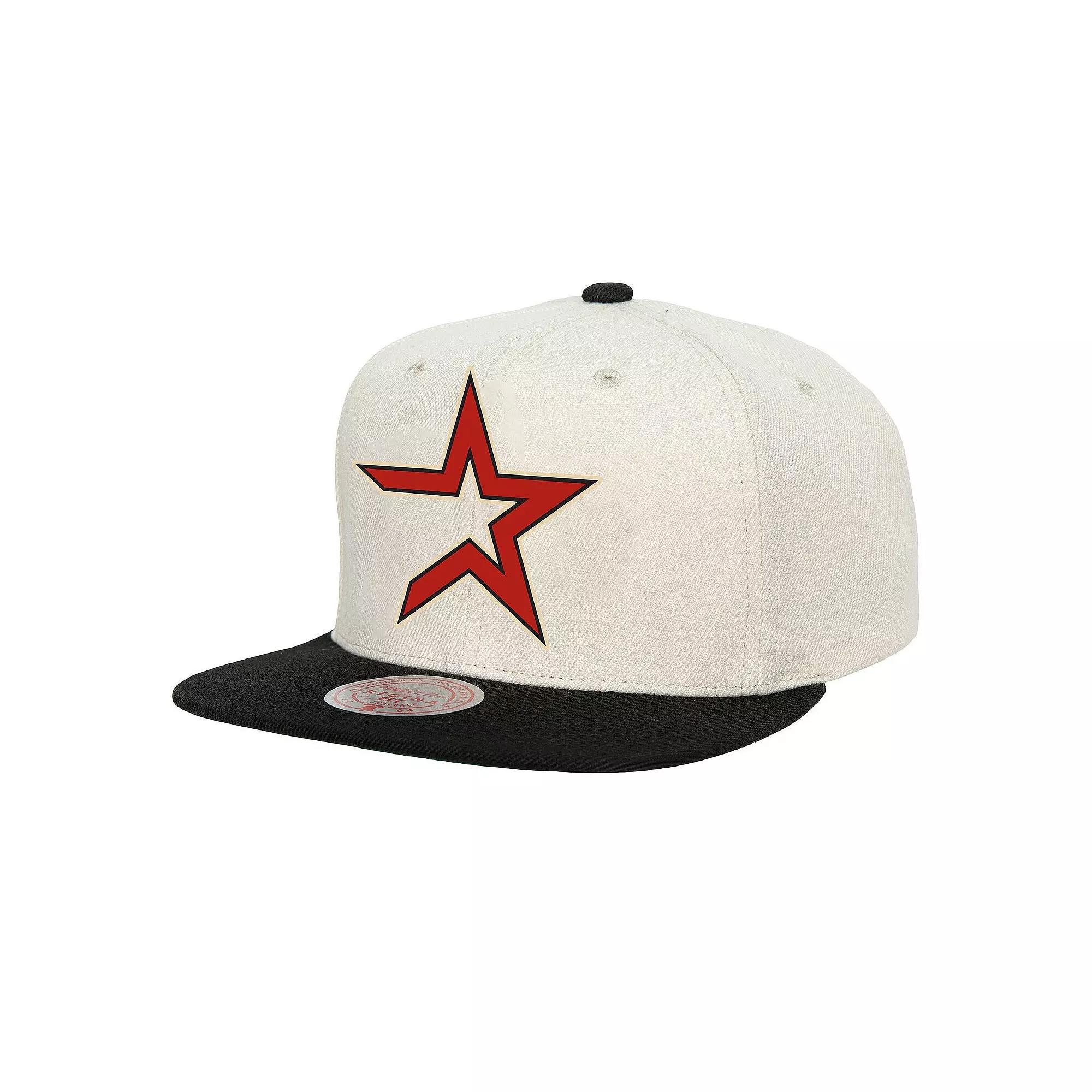 Men's Mitchell & Ness Cream Houston Astros Cooperstown Collection Basic Flip Snapback Hat, Beige Product Image