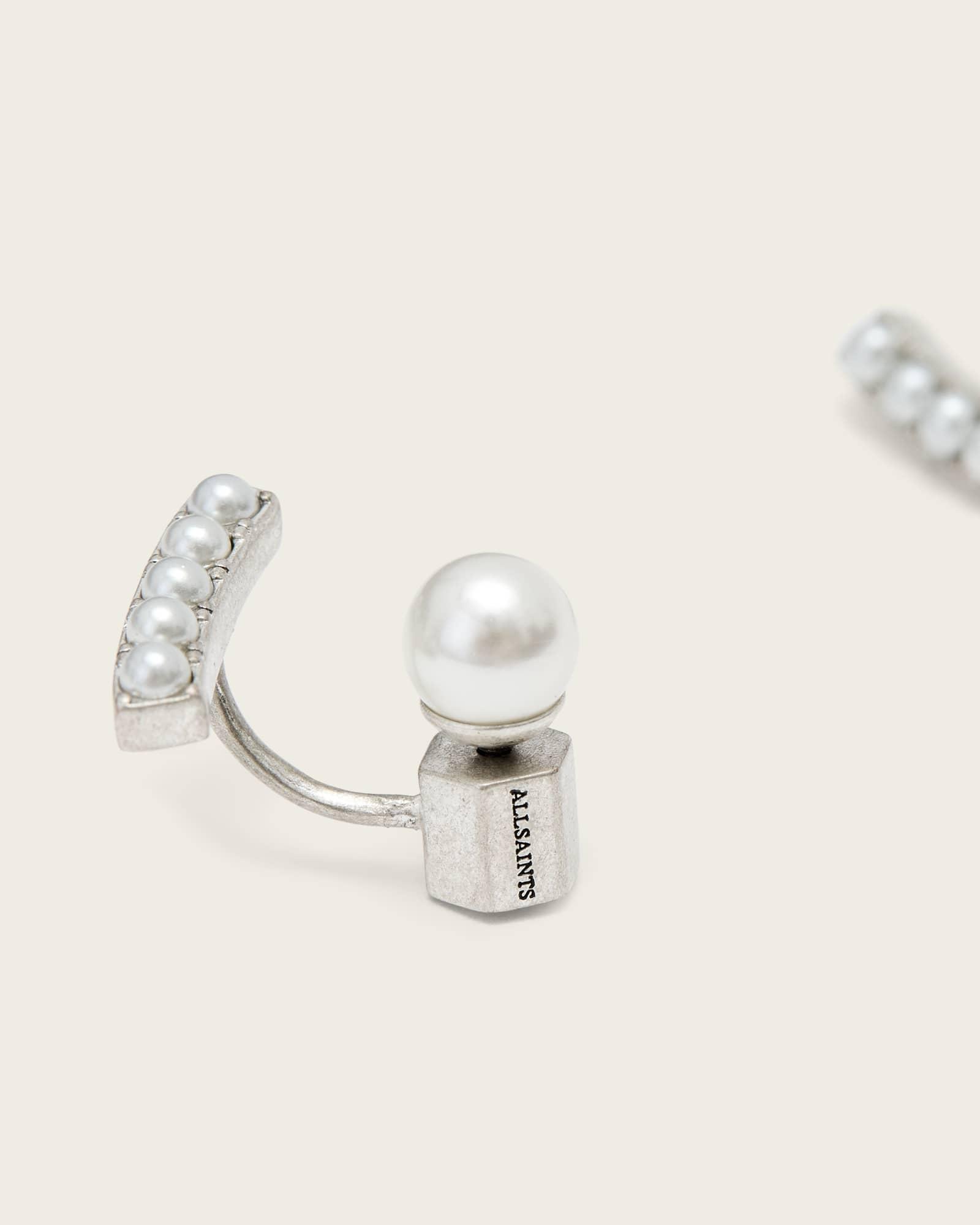 Nellie Pave Earrings WARM SILVER | ALLSAINTS US Product Image
