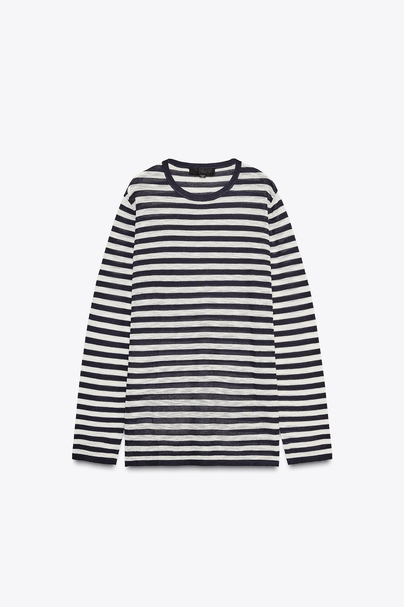 STRIPED FINE KNIT SWEATER Product Image