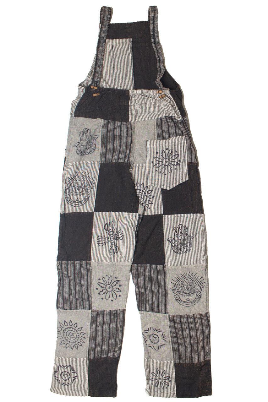 Black Patchwork Overalls Product Image
