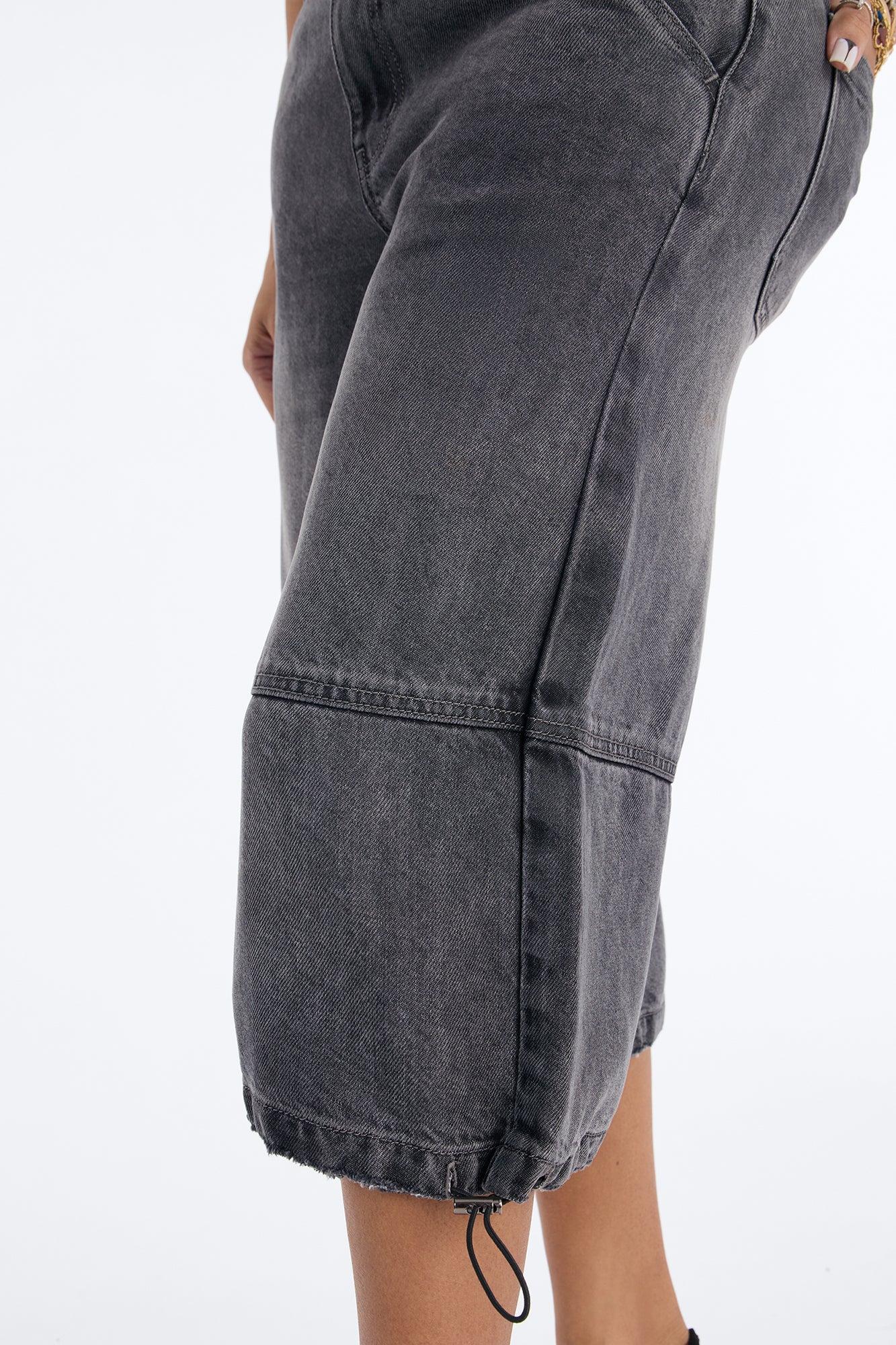 Chelsea Drapey Denim Jorts - Grey Female Product Image