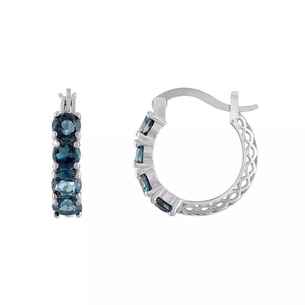 Designs by Gioelli Sterling Silver Filigree Hoop Earrings, Women's, London Blue Topaz Product Image