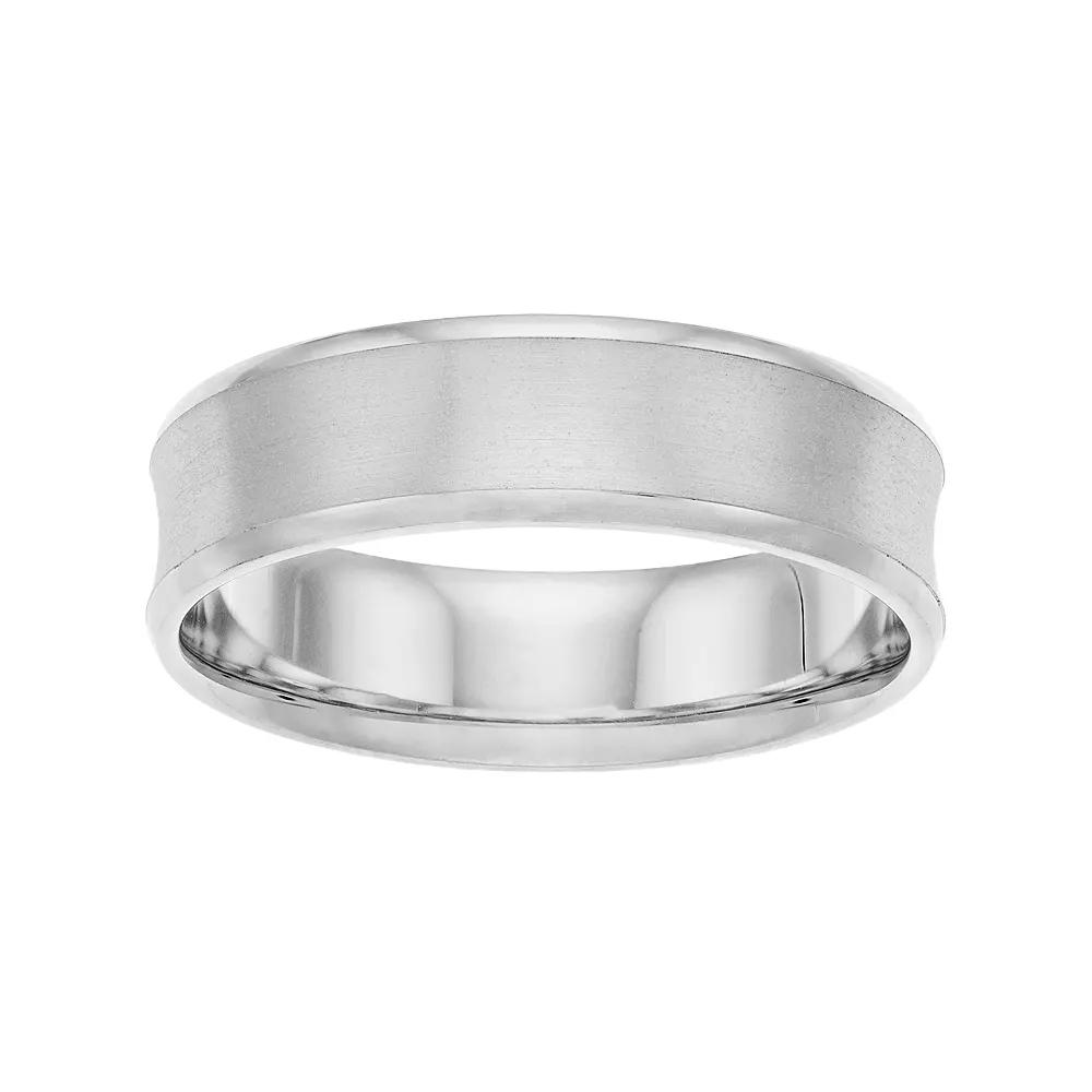Mens Sterling Silver Satin Finish Concave Wedding Band Product Image