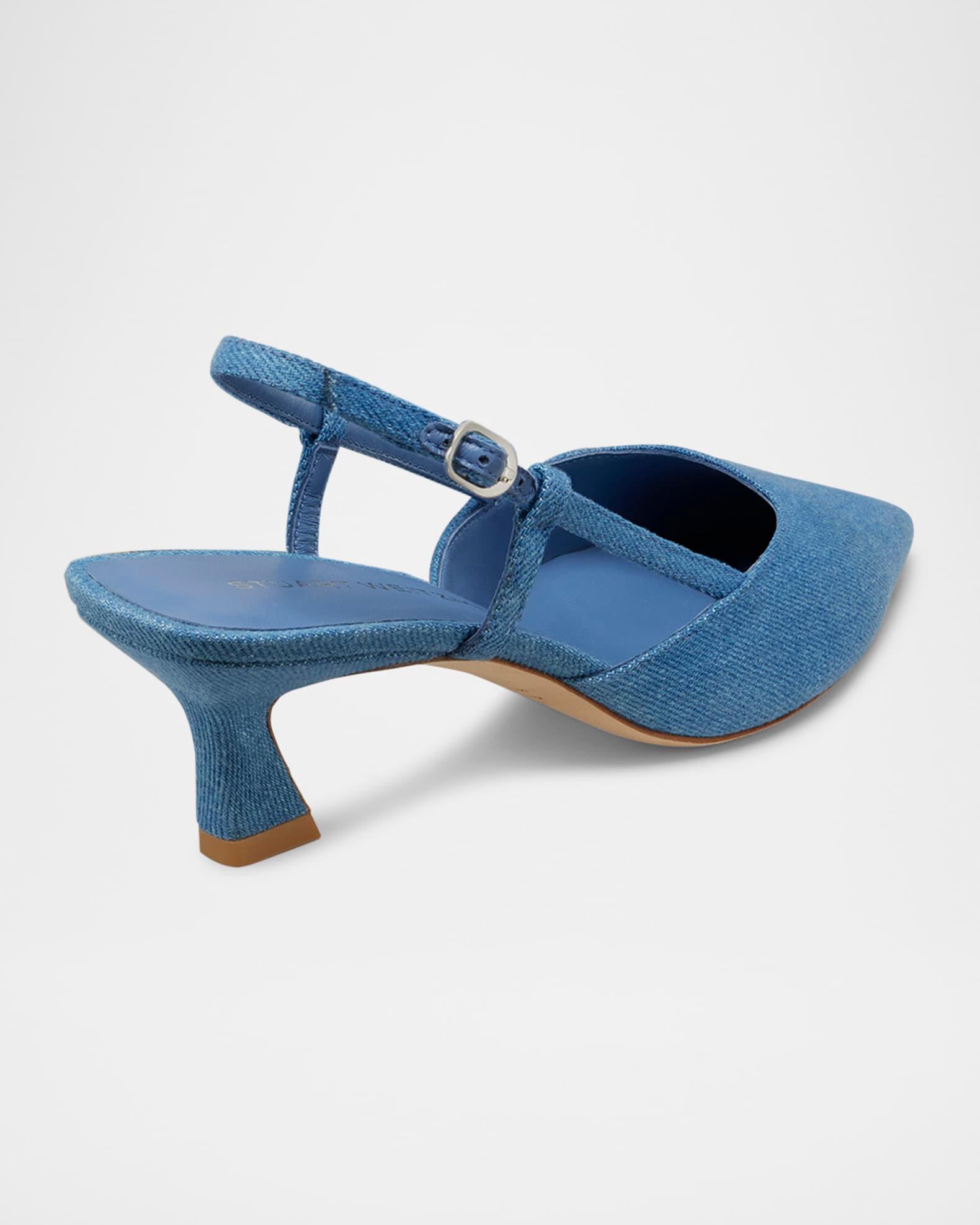 Vinnie Denim Kitten Slingback Pumps Product Image