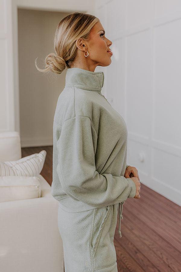 Cozy Lifestyle Vintage Wash Pullover in Sage Product Image