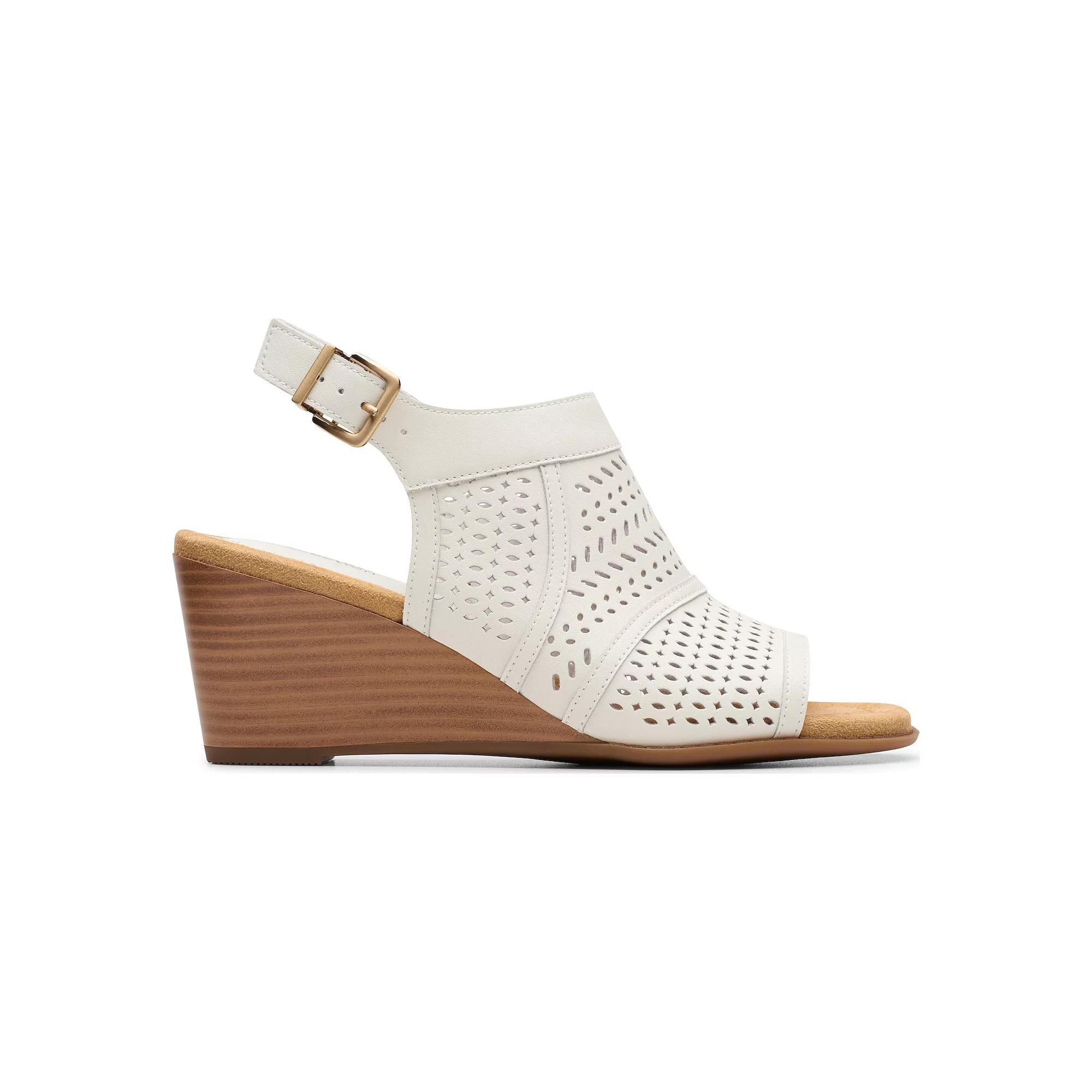 Clarks Womens Emmalae Hope Leather Wedge Sandals Product Image