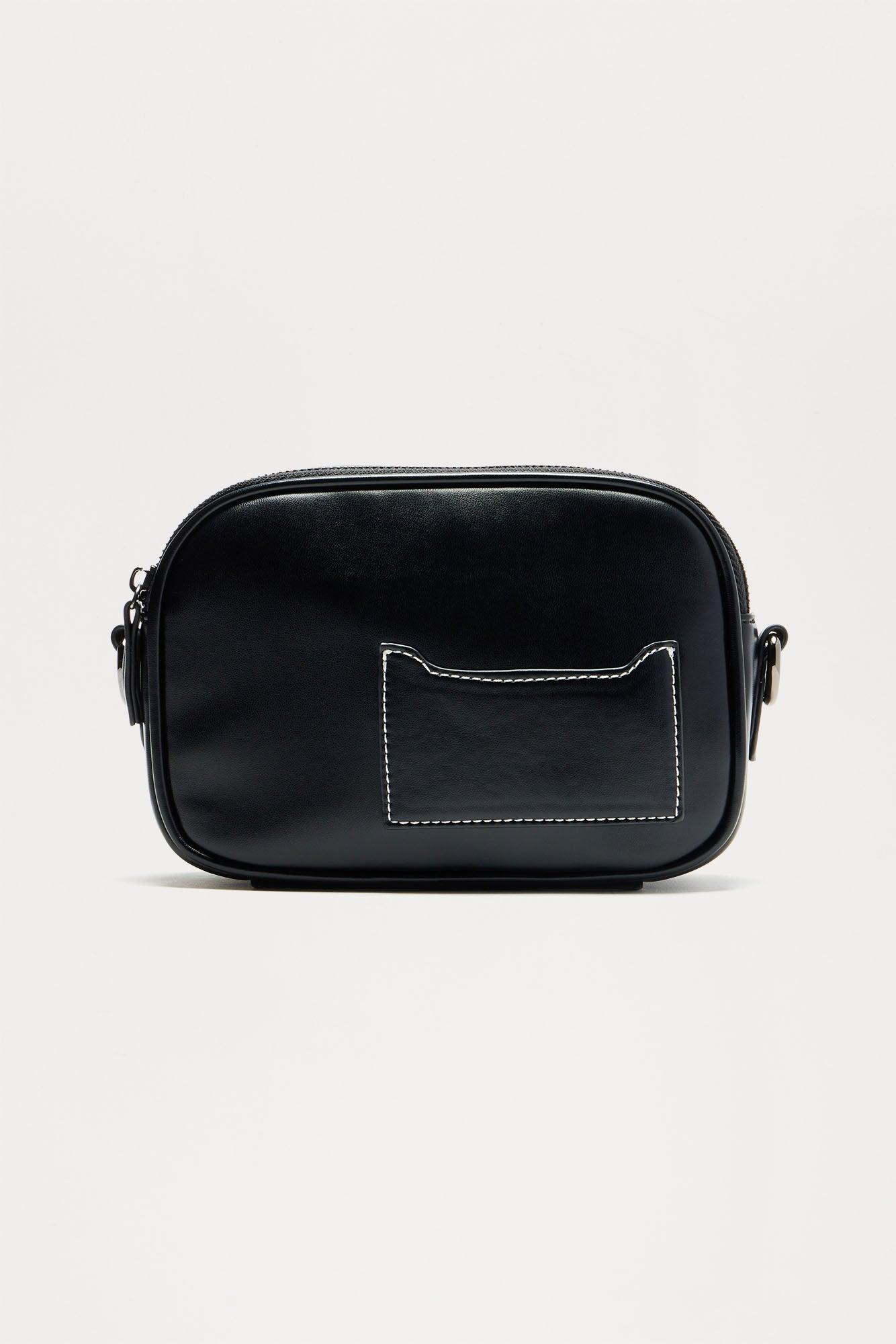 Feature Me Faux Leather Crossbody Bag - Black Product Image