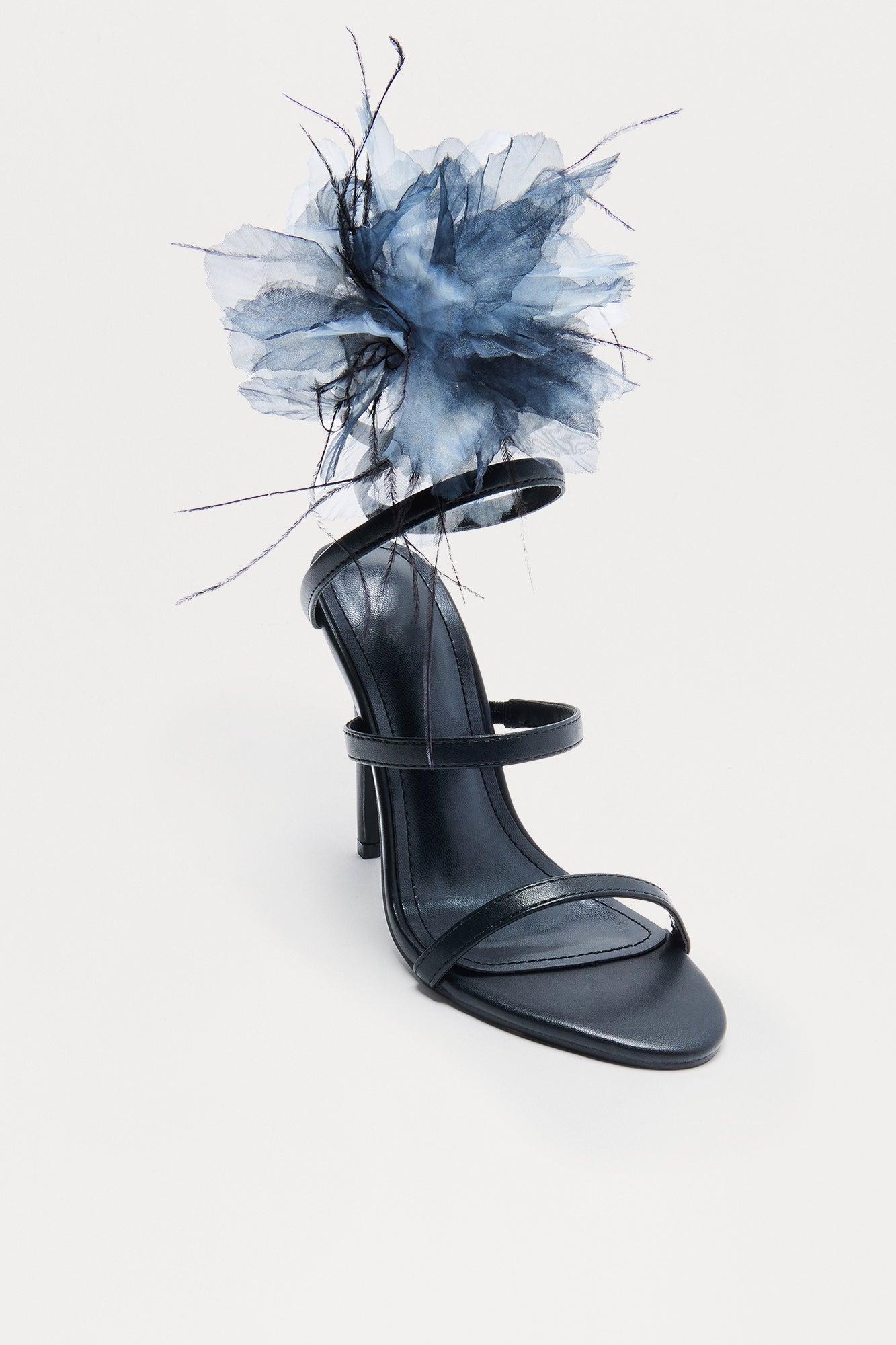 Rome Flower Wrap Up Heels - Black Female Product Image