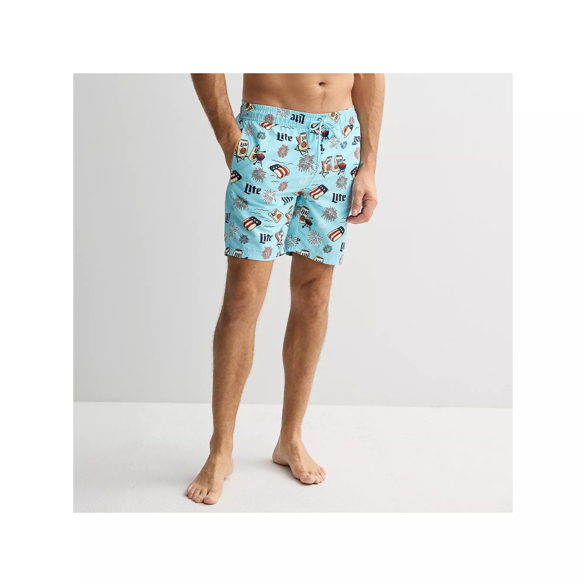 Men's Trinity Coast Miller Lite Swim Trunks, Size: XXL, Light Blue Product Image