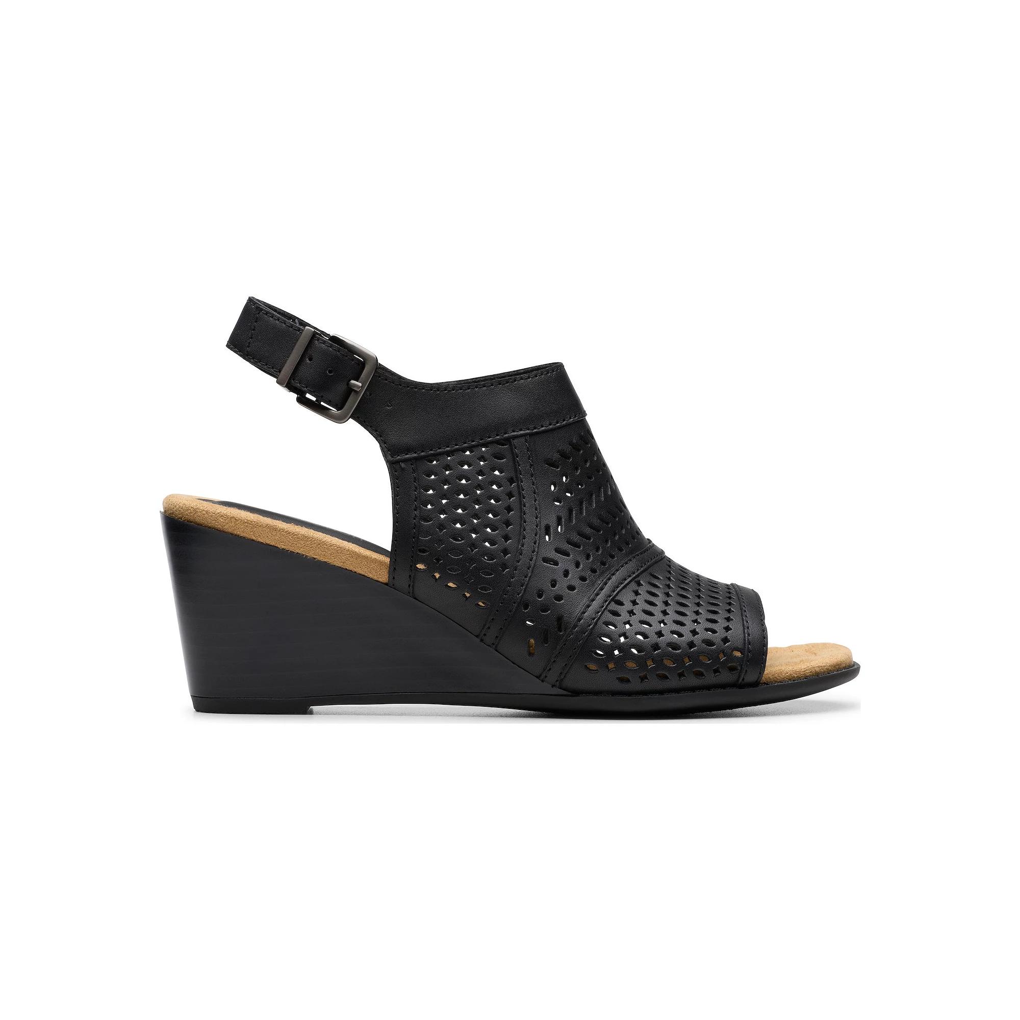 Clarks® Women's Emmalae Hope Leather Wedge Sandals,  Product Image