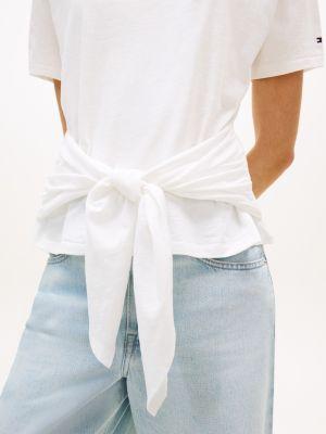 Tie-Front Slub Cotton T-Shirt Product Image