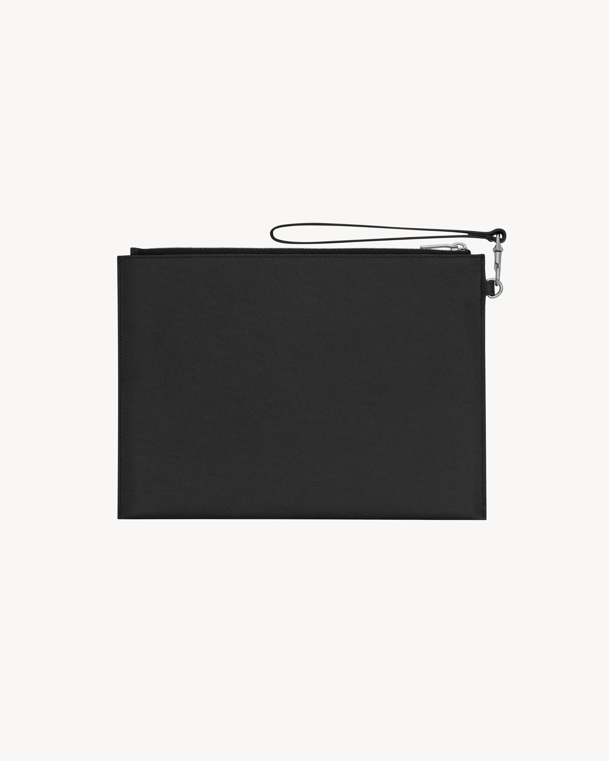 Saint Laurent Paris zipped tablet holder in grain de poudre-leather Product Image