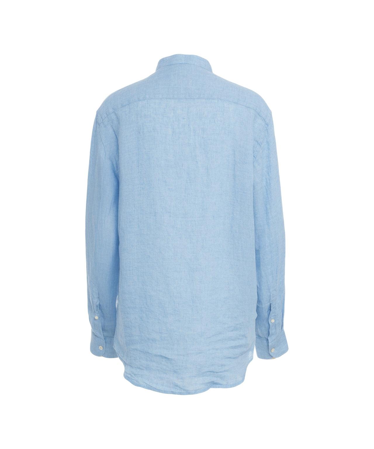 Linen shirt with mandarin collar Product Image