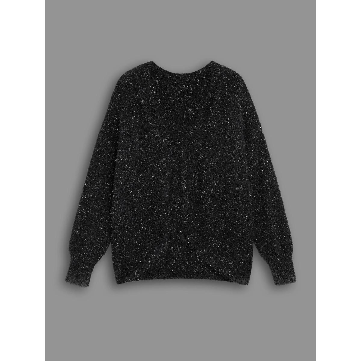 Plus Size Luxe Fluffy Open Front Cardigan Black Women Cocktail Loose Long Sleeve Party Cardigans BloomChic 14-16/1X Product Image