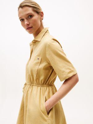Linen-Cotton Blend Midi Shirtdress Product Image