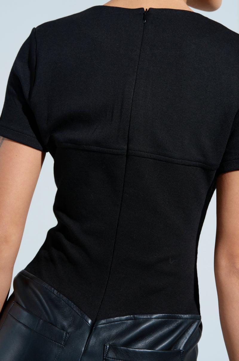 CHARLI STACKED PU JUMPSUIT IN BLACK Product Image