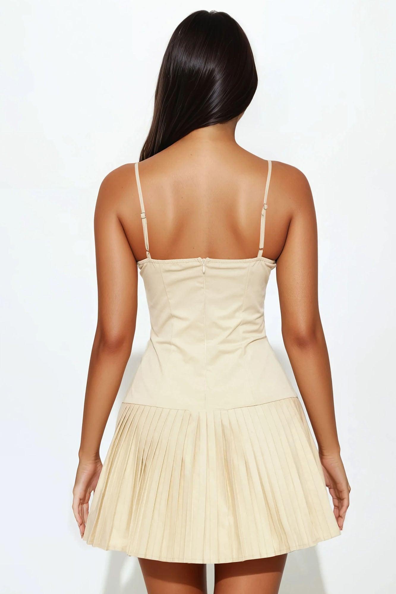 Feeling Extra Pleated Mini Dress - Khaki Product Image