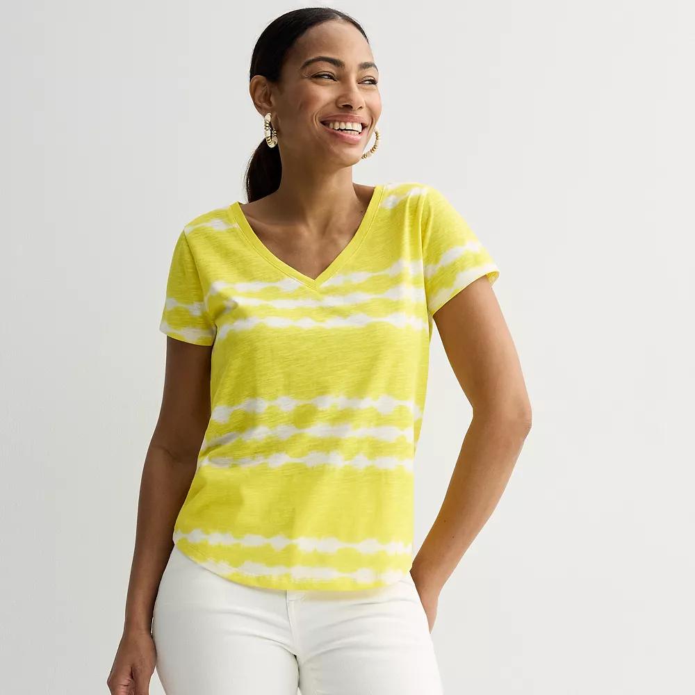 Women's Sonoma Goods For Life® Everyday Short Sleeve V-Neck Tee, Size: XL, Yellow Dye Product Image