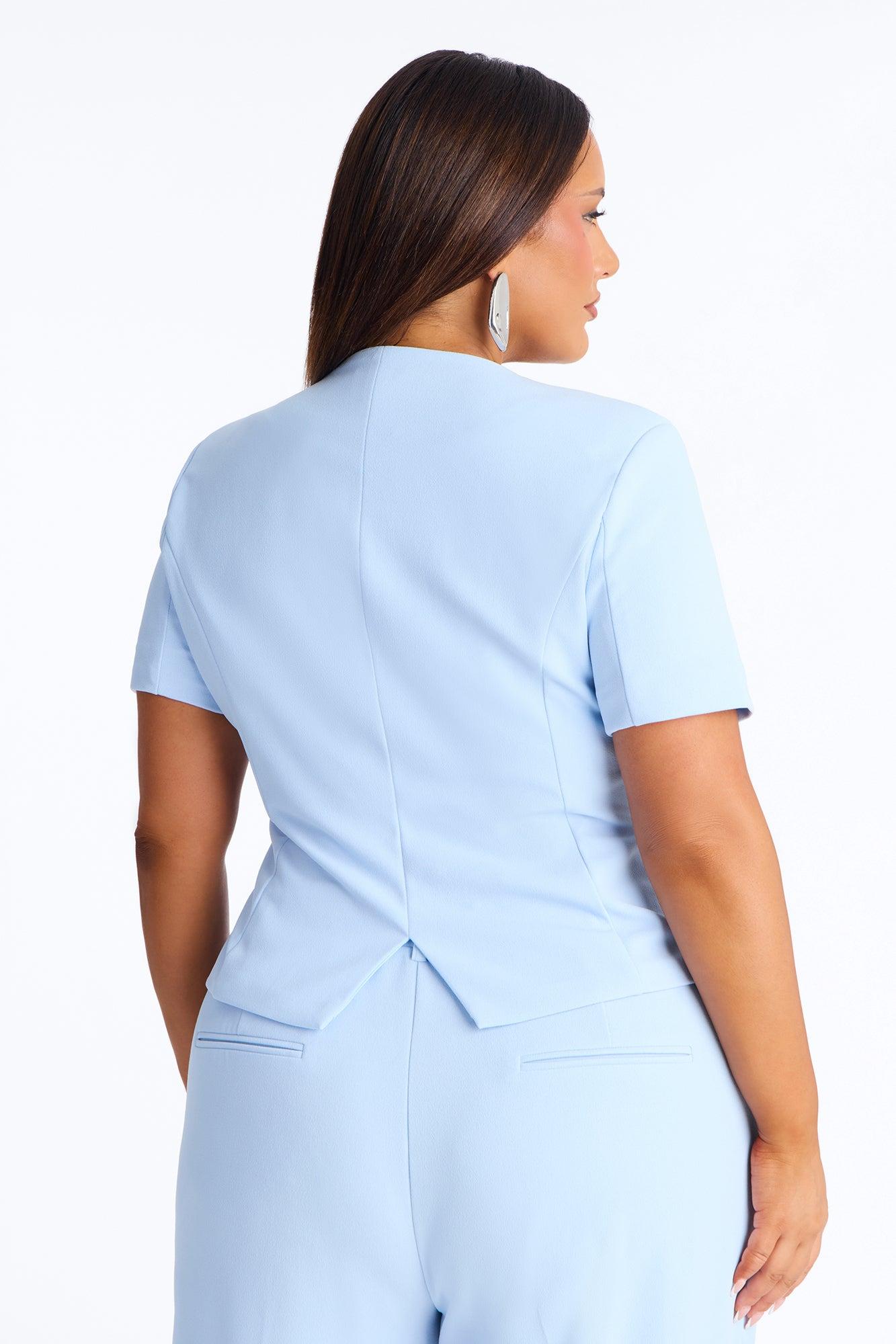 Mission Accomplished Short Sleeve Blazer - Light Blue Female Product Image