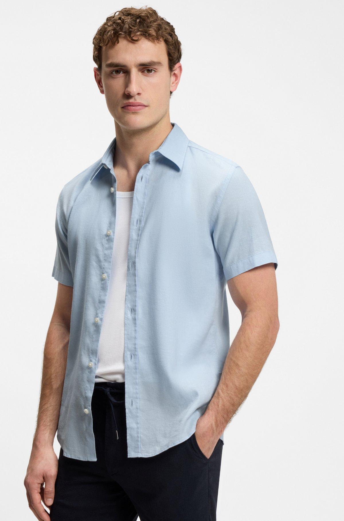 Slim-fit shirt in stretch linen Product Image