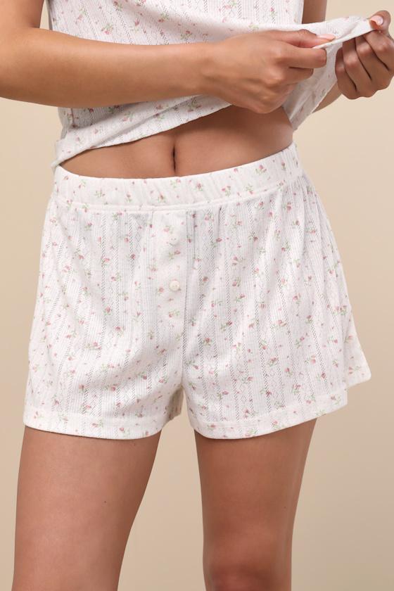 Finna Blush Floral Pointelle Knit Two-Piece Pajama Set Product Image