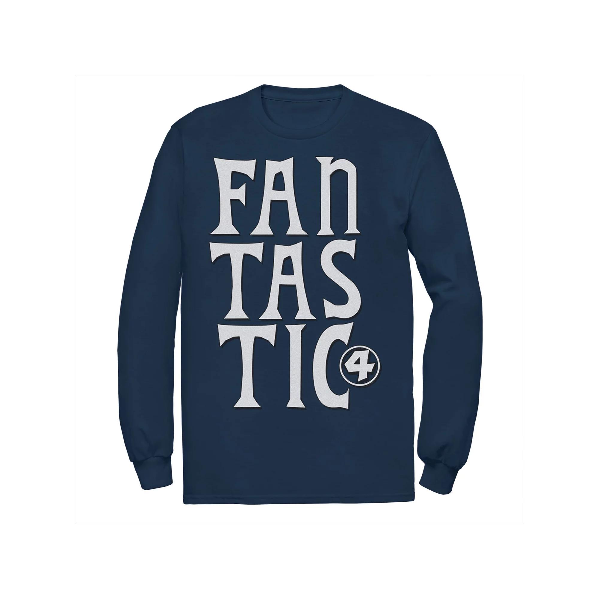 Men's Marvel Fantastic Four Triple Stacked Text Tee, Size: Small, Blue Product Image