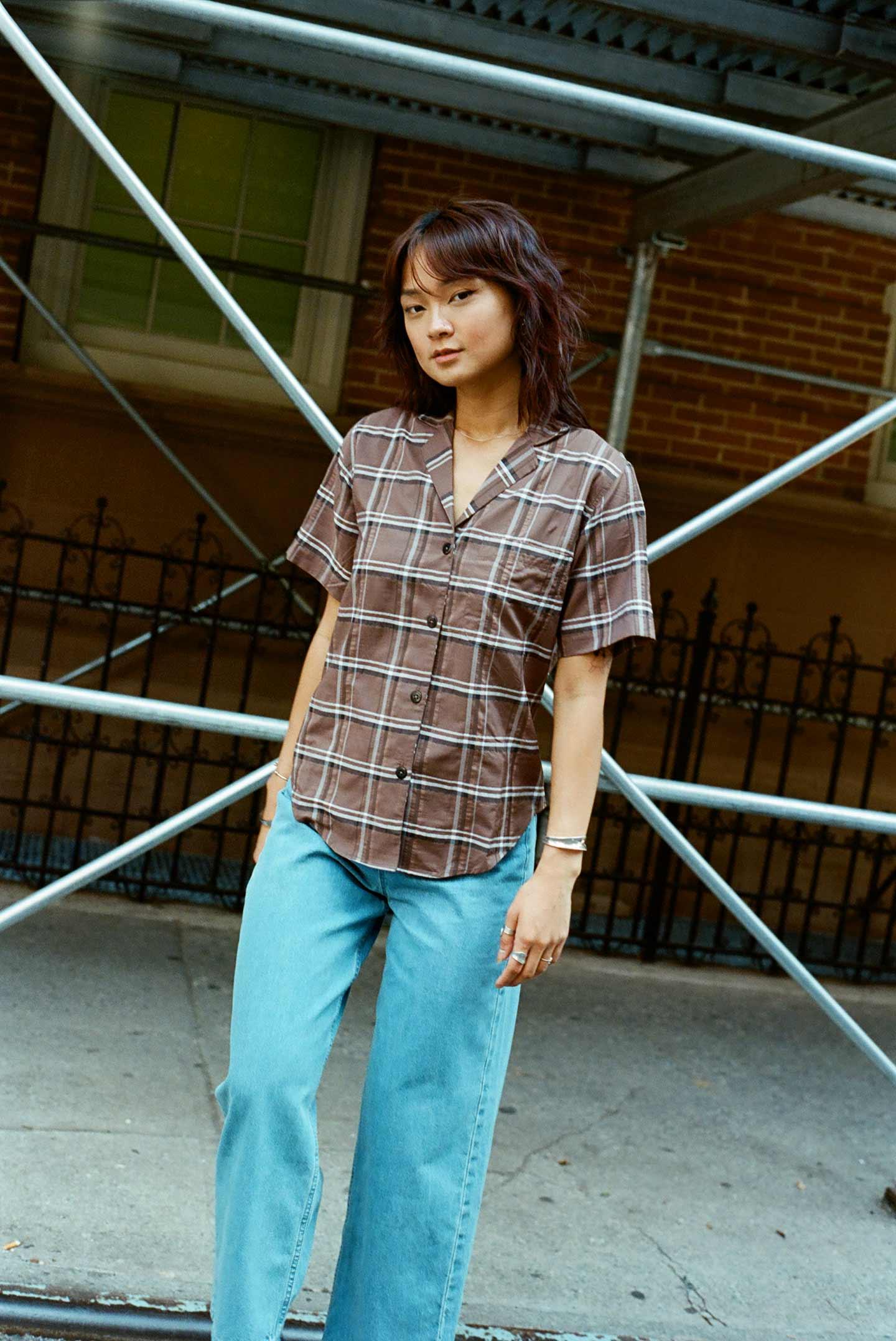 Gregory Top - Espresso Plaid Product Image