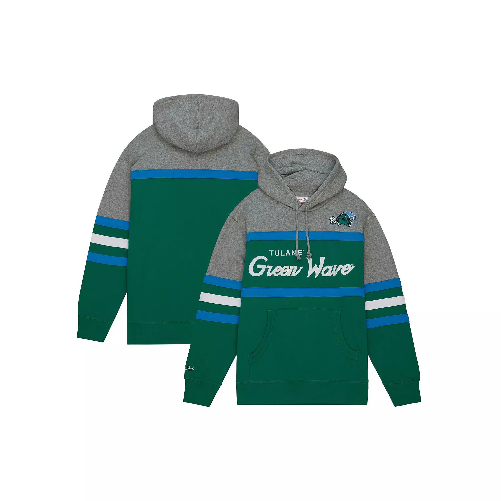 Men's Mitchell & Ness Green Tulane Green Wave Head Coach Pullover Hoodie,  Product Image