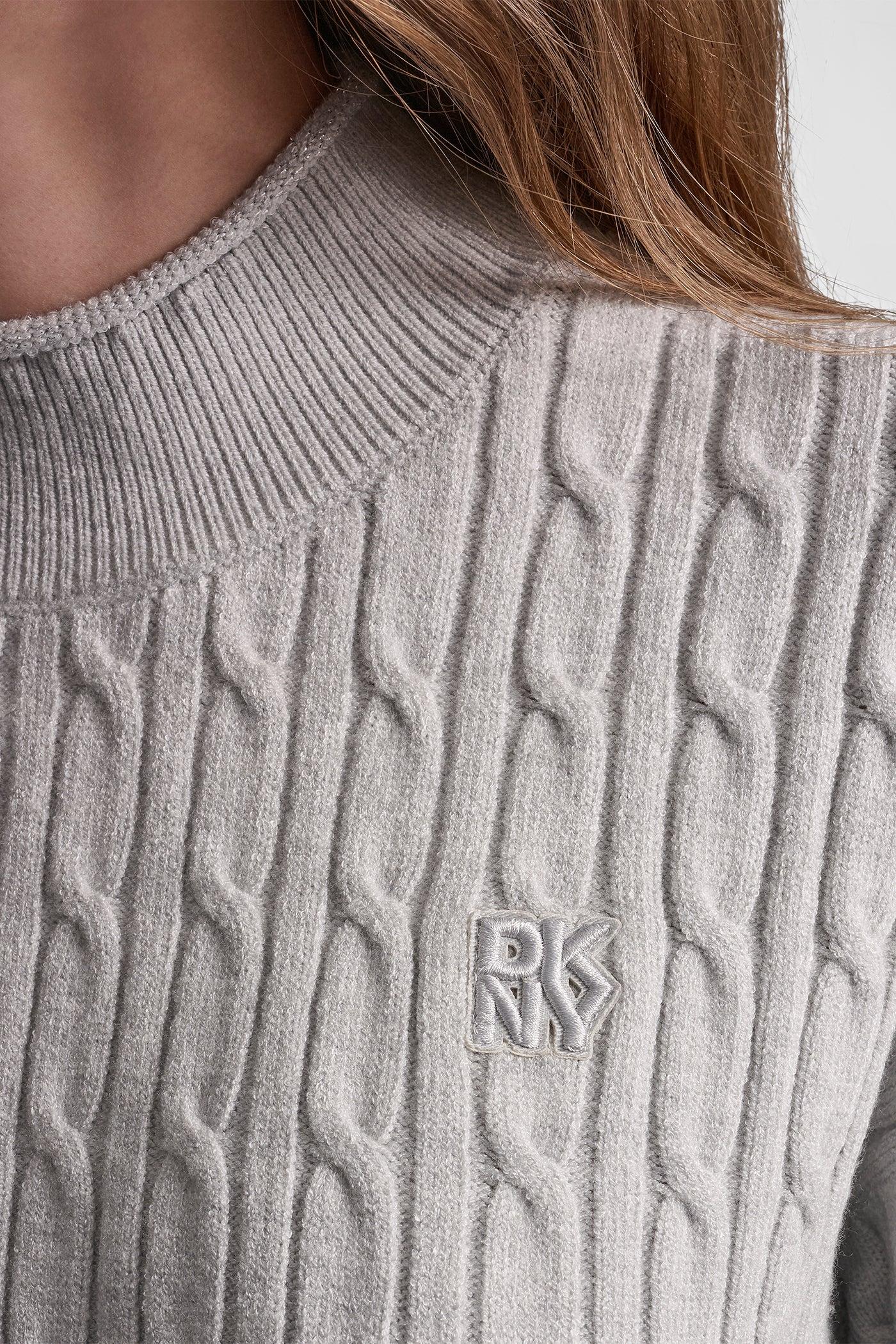 MOCK NECK DROP SHOULDER CABLE SWEATER Product Image