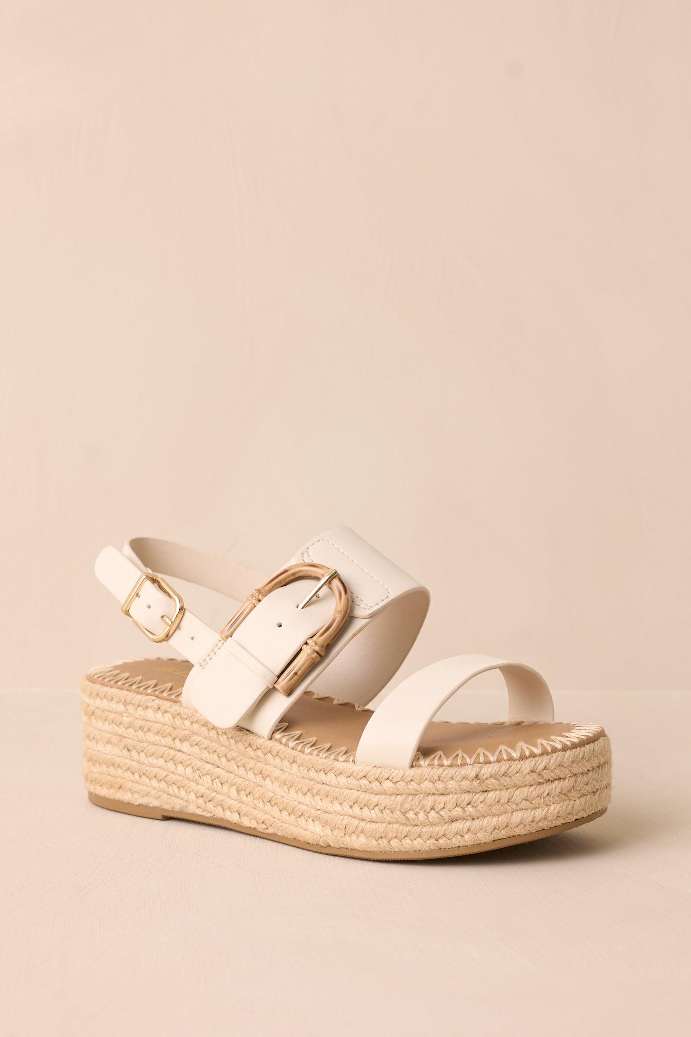 Warm Breeze Ivory Espadrille Platform Sandals Product Image