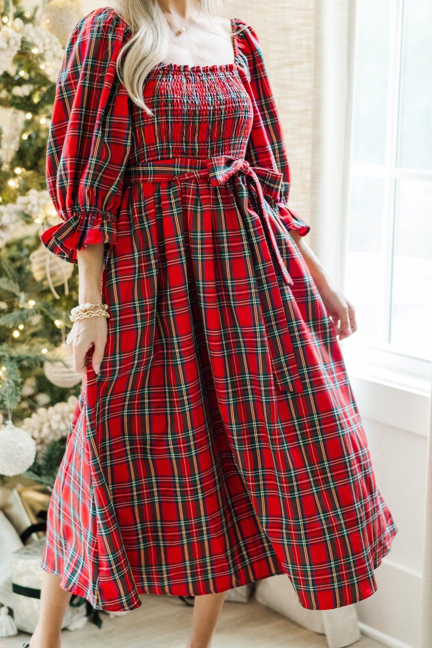 All I Want Red Tartan Plaid Midi Dress Female Product Image