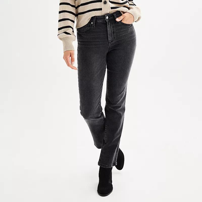 Petite Sonoma Goods For Life® High Rise Straight Jeans, Women's, Size: 14 Petite, Black Wash Product Image