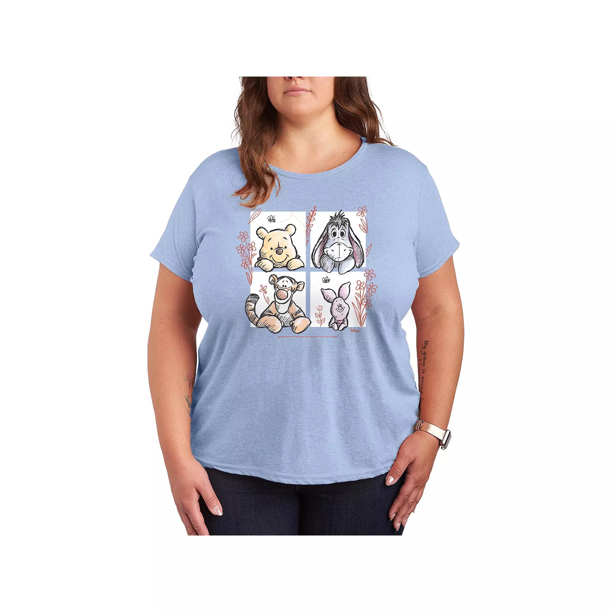 Disney's Winnie The Pooh Floral Grid Graphic Tee, Women's,  Product Image