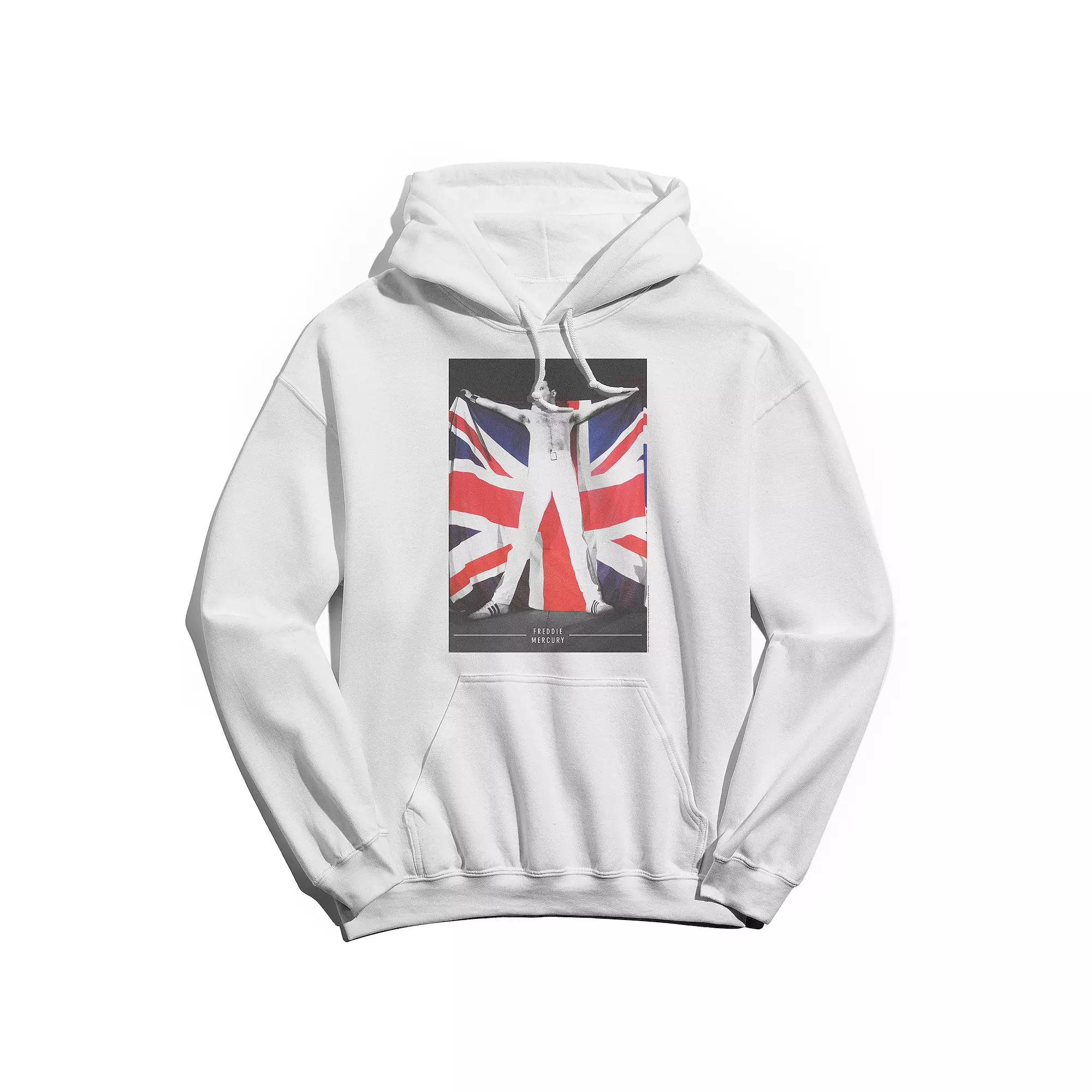 Men's Freddie Mercury Flag Hoodie, Size: XL, White Product Image
