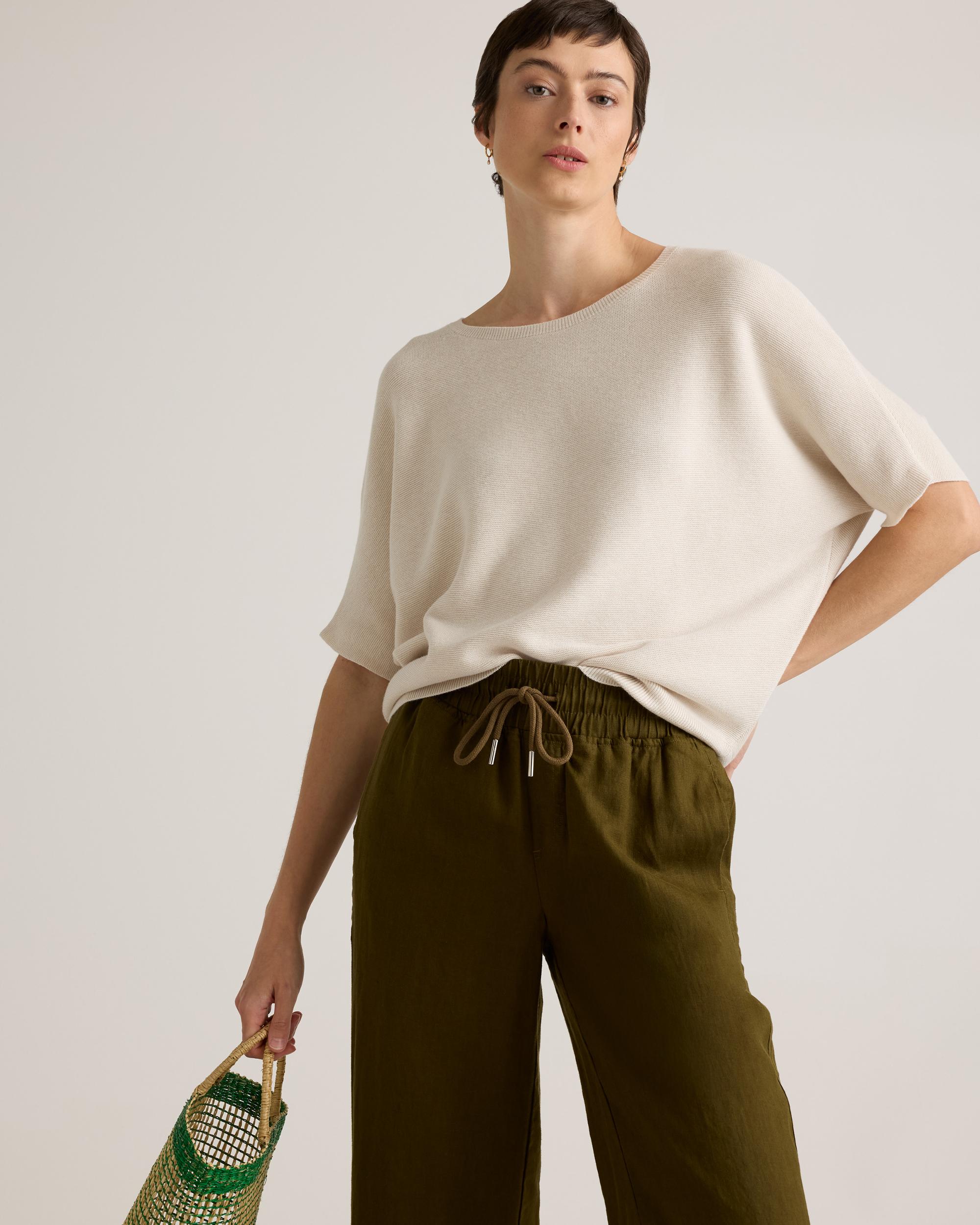 Quince | Women's Lightweight Cotton Cashmere Link-Stitch Dolman Sweater Product Image
