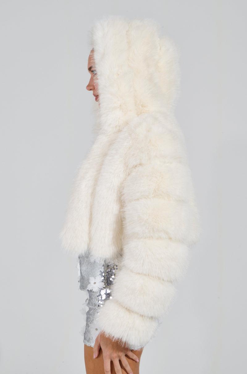 JOLENE FAUX FUR COAT IN WHITE Product Image