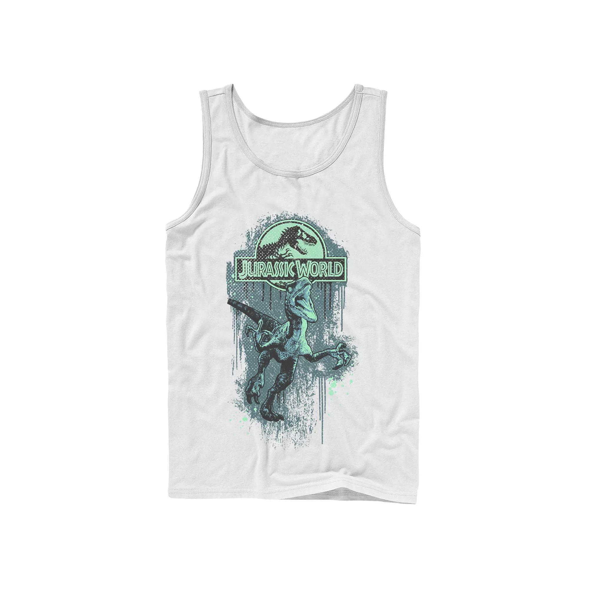 Men's Jurassic World Raptor Paint Splatter Title Logo Graphic Tank Top,  Product Image