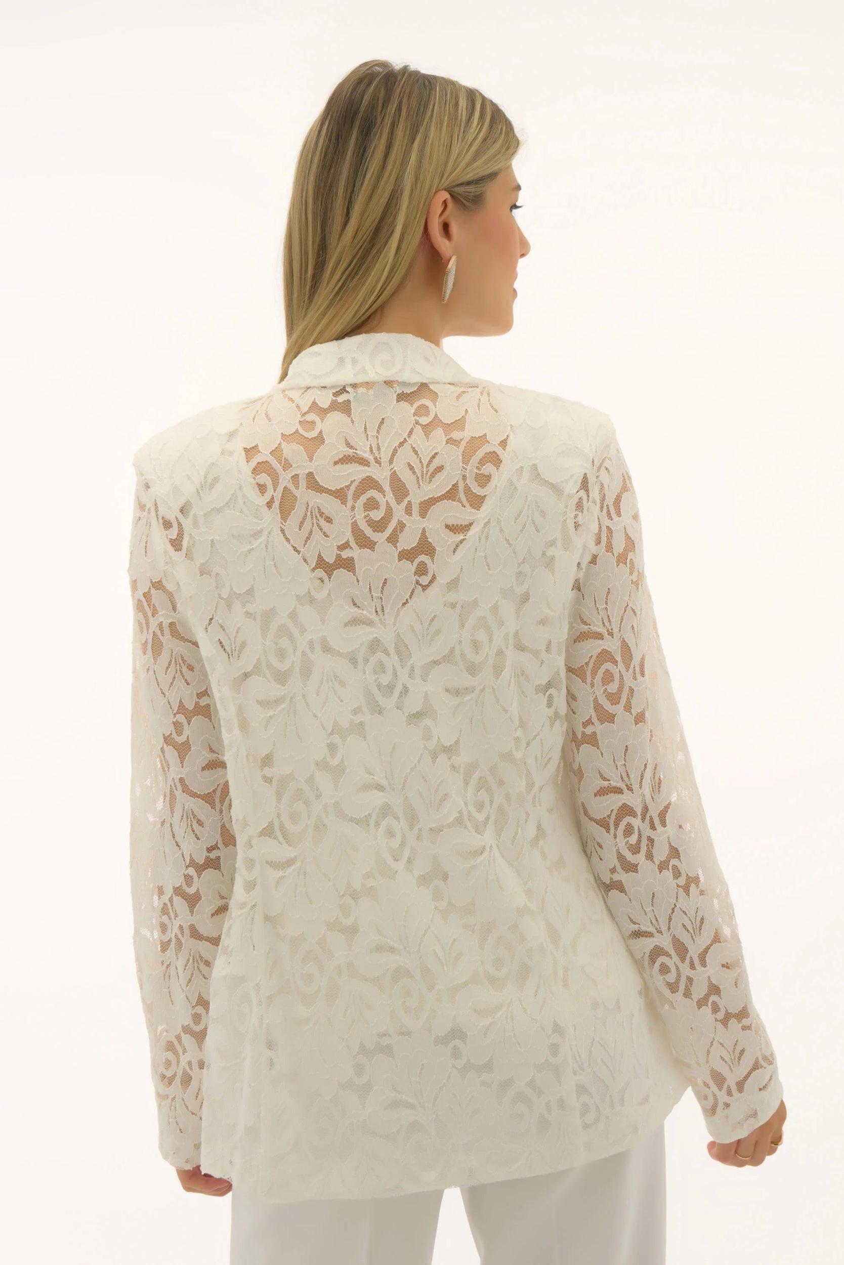 Stretch Lace Fitted Blazer- Vanilla Product Image