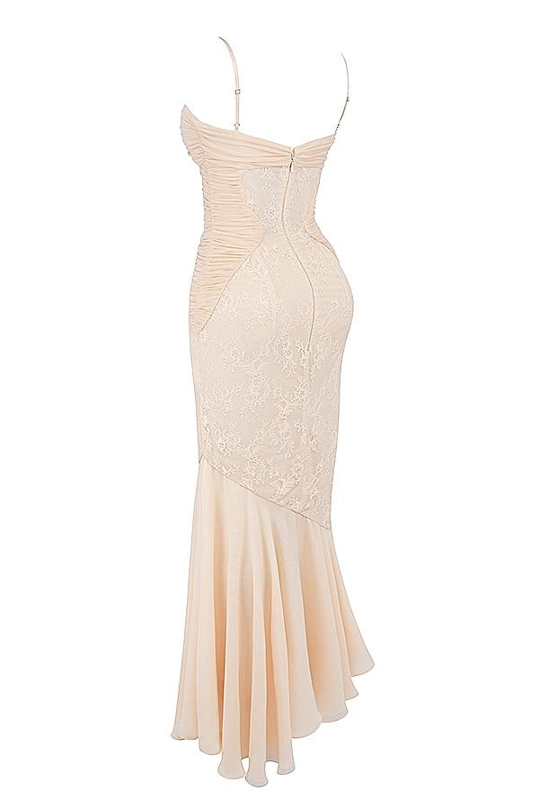 Felicia  vanilla chiffon & lace gown - sale Product Image