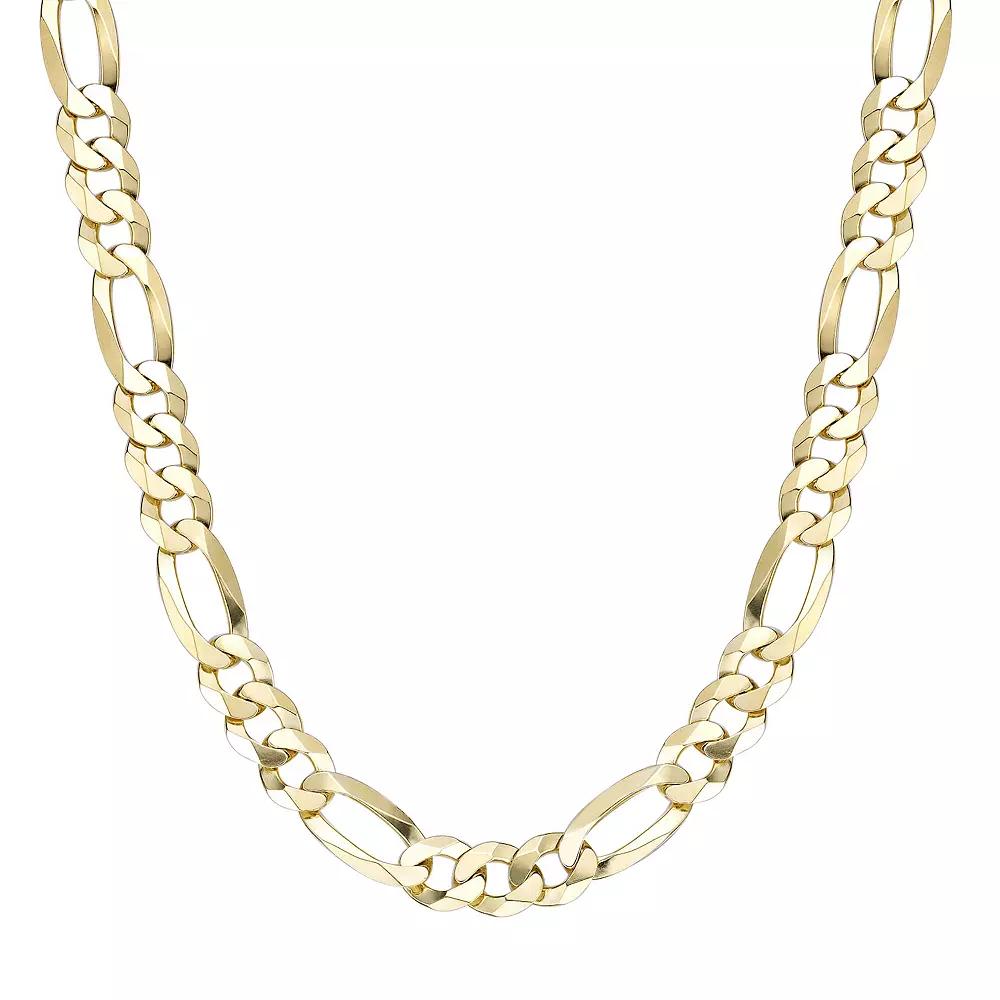 Men's LYNX 14k Gold Over Silver 10mm Flat Figaro Chain Necklace, Size: 20", Gold Tone Product Image