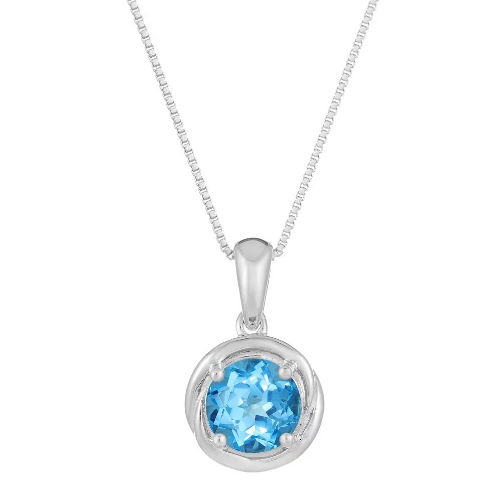 Gemminded Sterling Silver Blue Topaz Circle Pendant Necklace, Women's, Size: 18" Product Image