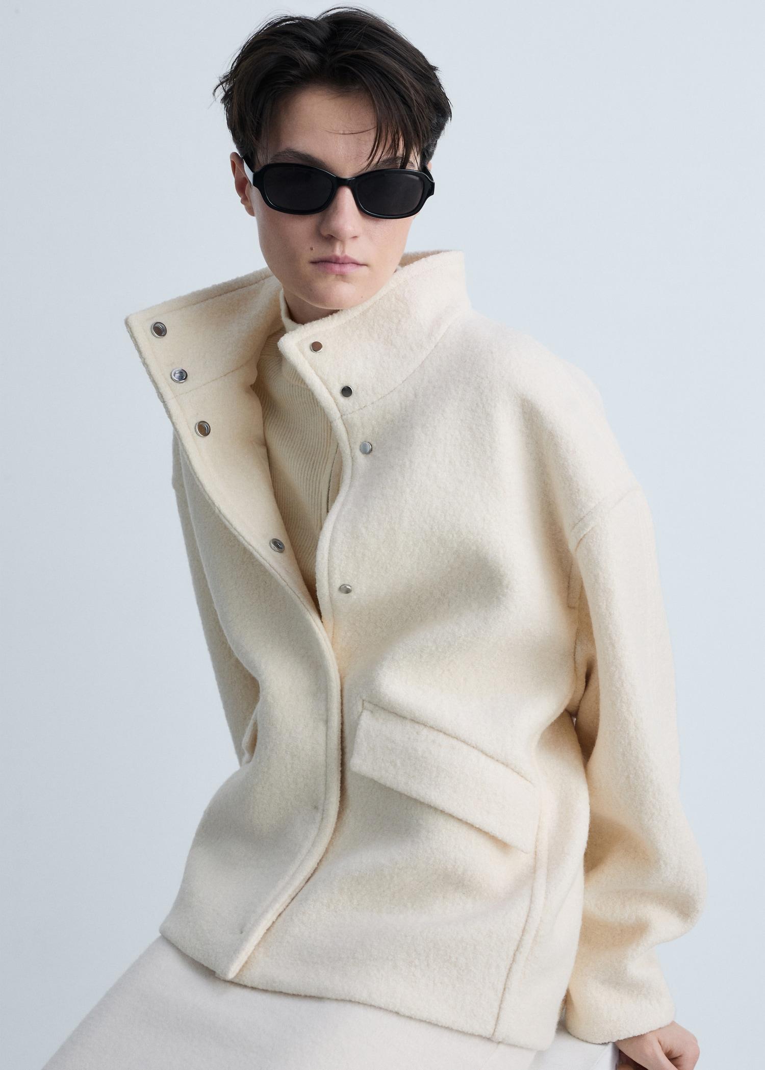 Turtleneck wool jacket - Women | MANGO USA Product Image